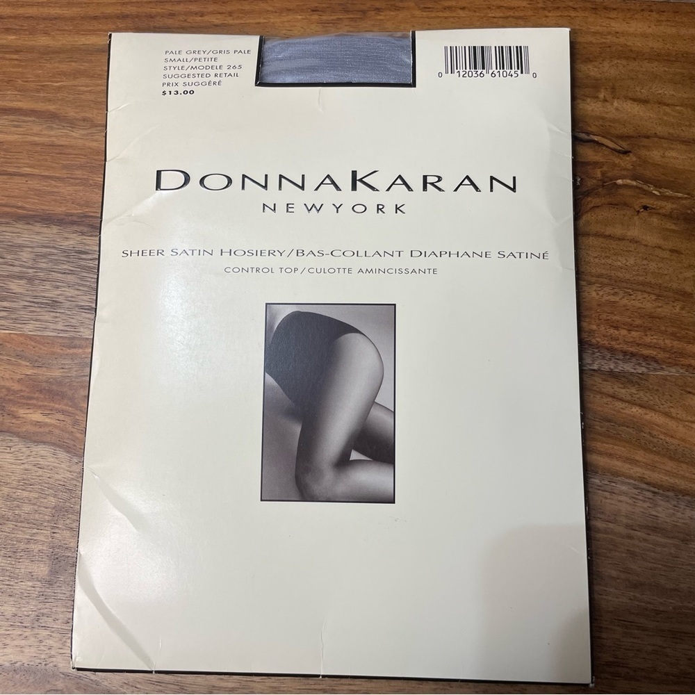 Donna Karan Control Top Sheer Satin‎ Nylons Grey Small/Petite Style 265 New